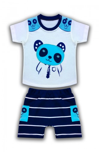 Baby Boy Panda Detail, 2er Set E0635 Dunkelblau 0635