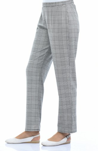 Pantalon a Motifs Carreaux 2094A-01 Noir Blanc 2094A-01