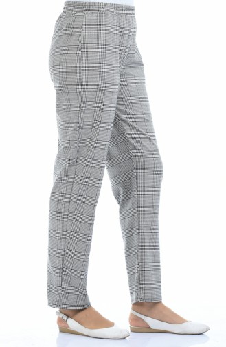 Pantalon a Motifs Carreaux 2094A-01 Noir Blanc 2094A-01