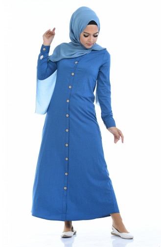 Petrol Blue Hijab Dress 1227A-01
