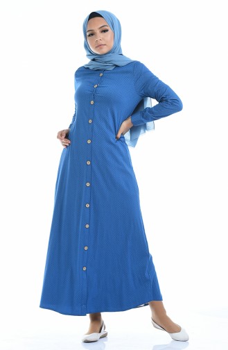 Petrol Blue Hijab Dress 1227A-01