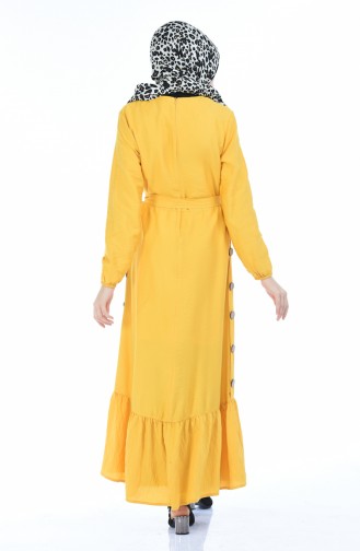 Aerobin Kumaş Kuşaklı Elbise 1958-04 Sarı