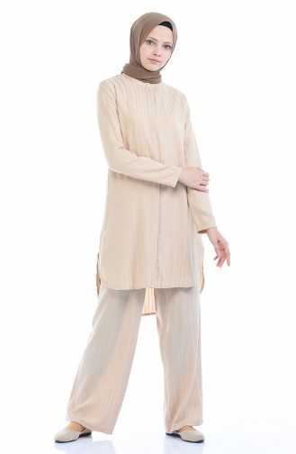 Ensemble Deux Pieces Tunique Pantalon 9001-07 Beige 9001-07