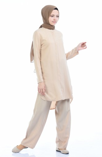 Ensemble Deux Pieces Tunique Pantalon 9001-07 Beige 9001-07