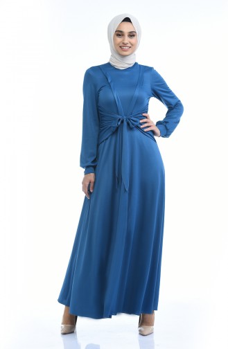 Kleid mit Band 0157-07 Indigo 0157-07