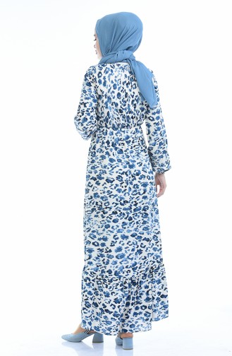 Robe a Motifs Manches élastique 2016-03 Bleu Beige 2016-03