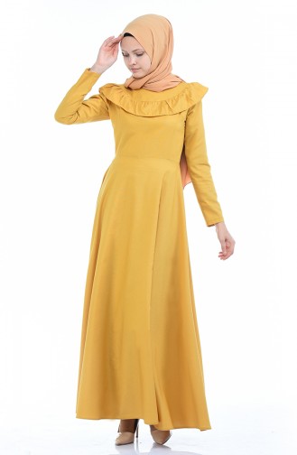 Robe Détail Froufrous 7203-14 Jaune 7203-14