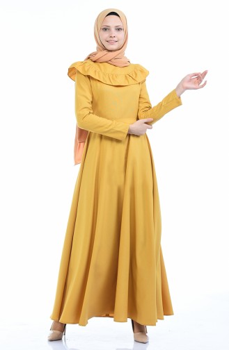 Gelb Hijab Kleider 7203-14