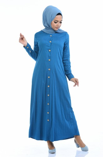 Petrol Hijab Dress 1227-02
