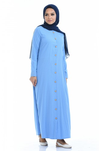 Robe Coton a Boutons 1227-03 Bleu Bébé 1227-03