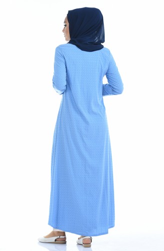 Düğmeli Pamuklu Elbise 1227-03 Bebe Mavisi