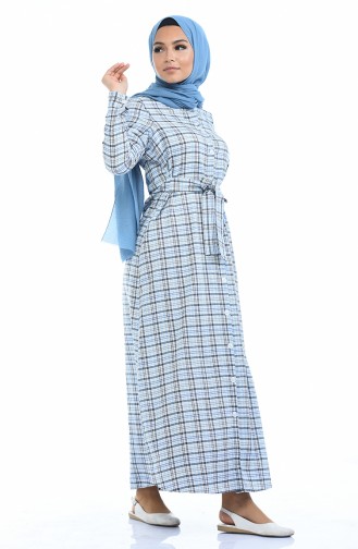 Geknöpftes Kleid 1267-01 Dunkelblau Weiss 1267-01