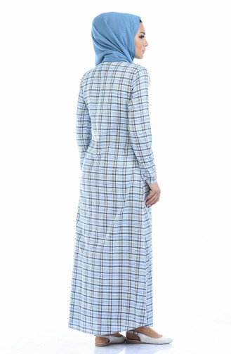 Geknöpftes Kleid 1267-01 Dunkelblau Weiss 1267-01