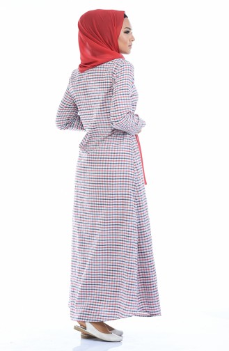 Geknöpftes Kleid 1267-02 Rot Weiss 1267-02