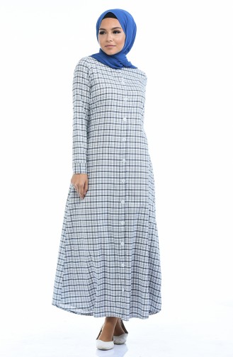 Geknöpftes Kleid  1267-03 Schwarz Weiss 1267-03