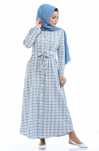 Cream Hijab Dress 1267-04
