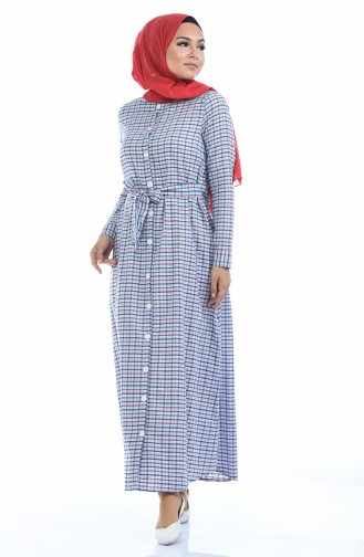 Navy Blue Hijab Dress 1267-05