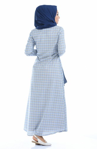 Kariertes Kleid 1269-01 Blau 1269-01