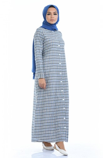 Kariertes Kleid 1269-02 Blau Braun 1269-02