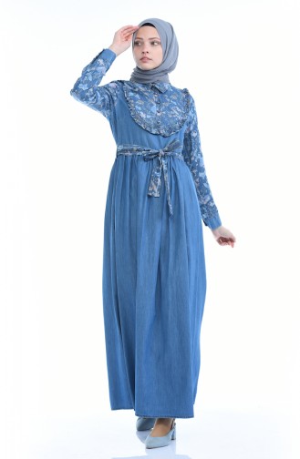 Denim Blue Hijab Dress 4054A-01