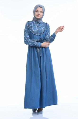 Denim Blue Hijab Dress 4054A-01