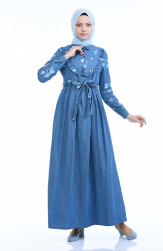Denim Blue Hijab Dress 4054C-01