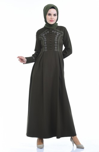Khaki Hijab Dress 9466-02