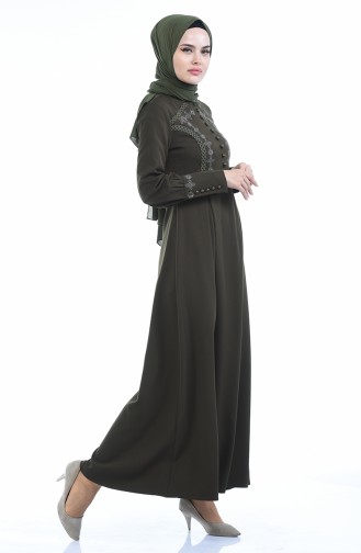 Khaki Hijab Dress 9466-02