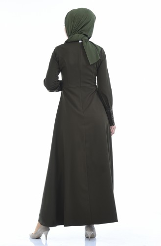 Khaki Hijab Dress 9466-02