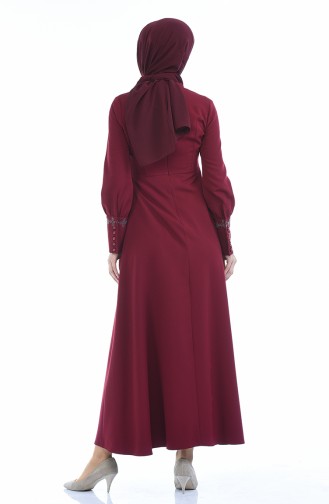 Claret red İslamitische Jurk 9466-03