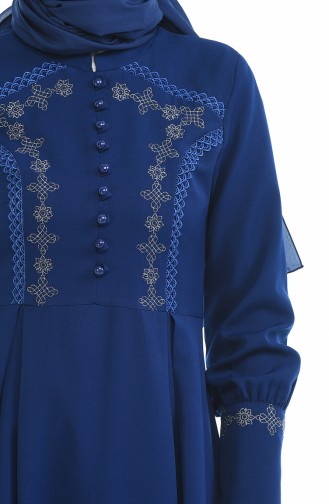 Navy Blue Hijab Dress 9466-04