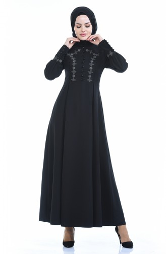 Black Hijab Dress 9466-05