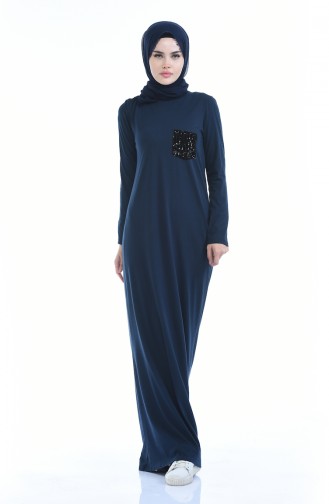 Navy Blue Hijab Dress 0501-01