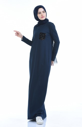 Navy Blue Hijab Dress 0501-01