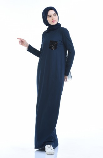 Navy Blue İslamitische Jurk 0501-01