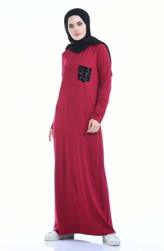 Claret Red Hijab Dress 0501-02
