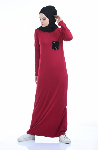 Claret Red Hijab Dress 0501-02