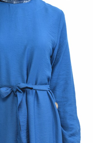 Aerobin Kumaş Kuşaklı Elbise 1958-01 Mavi