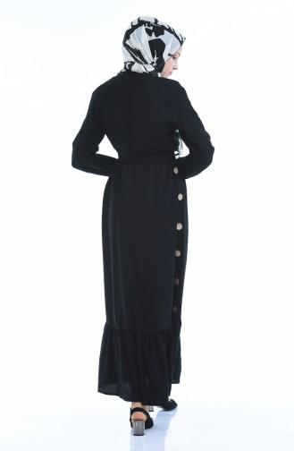 Aerobin Kumaş Kuşaklı Elbise 1958-03 Siyah