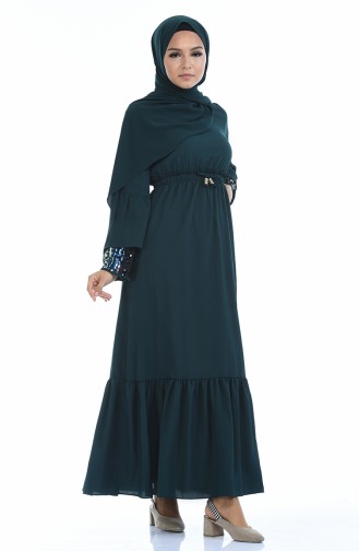 Emerald Green Hijab Dress 5023-06
