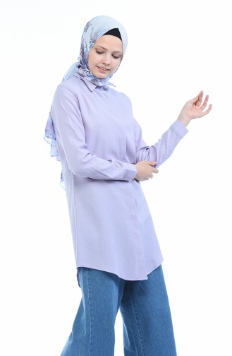 Gizli Düğmeli Tunik 2051-08 Lila