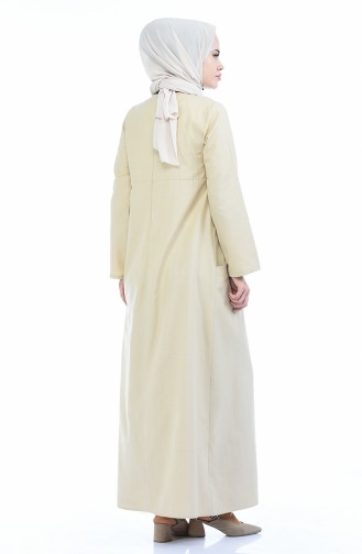 Robe Plissée et Bordée avec Poches 2916-13 Beige 2916-13