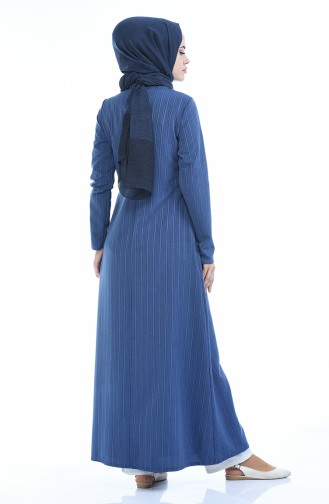 Abaya a Fermeture Détail Paillettes 1959-01 İndigo 1959-01