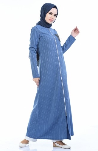 Pailletten Detailliertes Abaya mit Reissverschluss 1959-02 Eisblau 1959-02