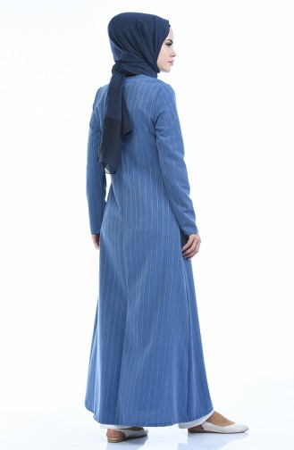 Pailletten Detailliertes Abaya mit Reissverschluss 1959-02 Eisblau 1959-02