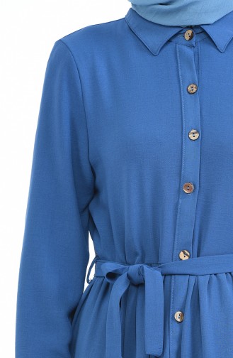 Button-down Belted Dress 1285-08 Indigo 1285-08