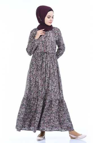 Robe à Motifs 0010D-01 Vison Plum 0010D-01