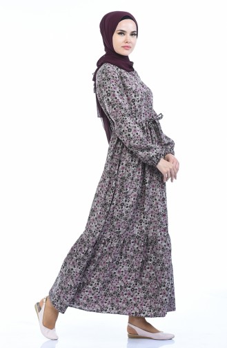 Robe à Motifs 0010D-01 Vison Plum 0010D-01