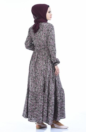 Robe à Motifs 0010D-01 Vison Plum 0010D-01