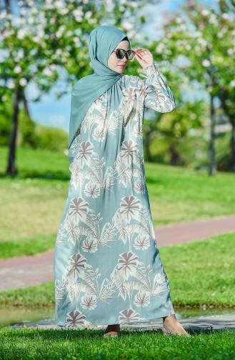 Blau Hijab Kleider 8001-03